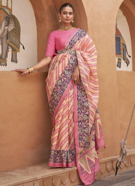 Pink Colour Riwaaz Rewaa New Latest Designer Ethnic Wear Printed Pure Brasso Exclusive Saree Collection 574